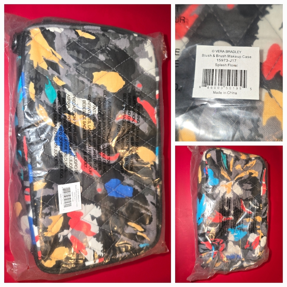Vera Bradley Brush and Makeup Bag new